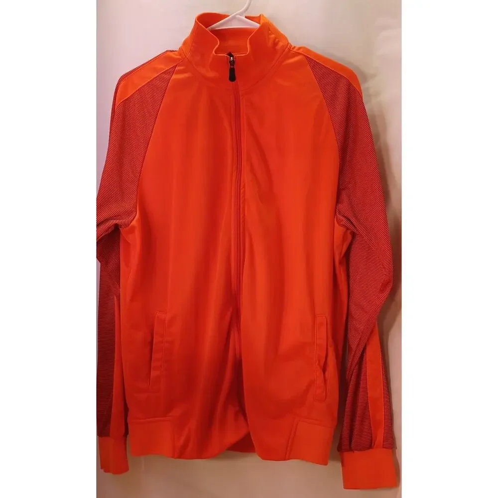 Lidong Men's 2XL Orange Activewear Jacket Full Zip Performance Fabric Sporty - Picture 3 of 7